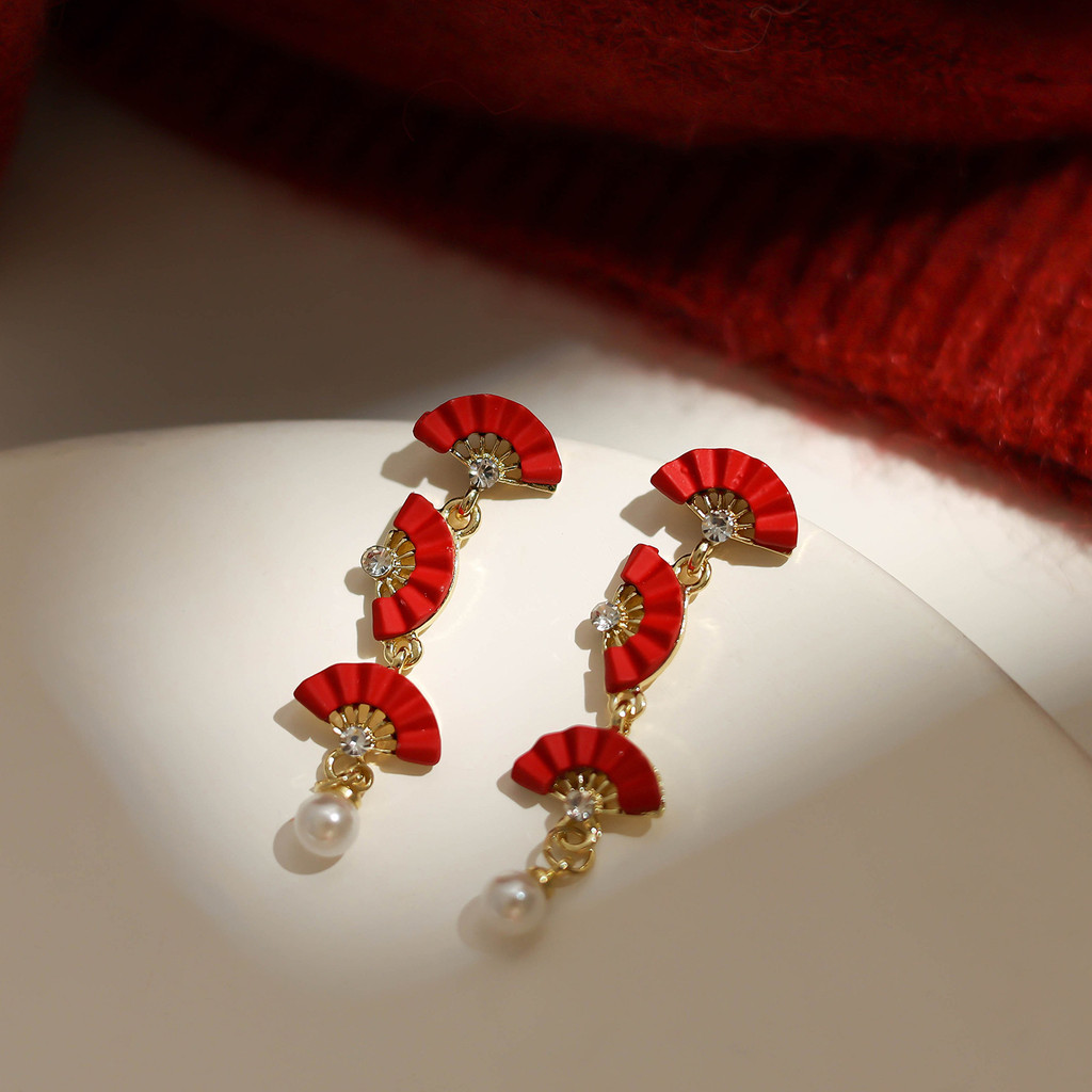ต่างหูงานรื่นเริงสีแดงต่างหูสไตล์สิงโตของผู้หญิงสไตล์ใหม่ - รูปที่ 7