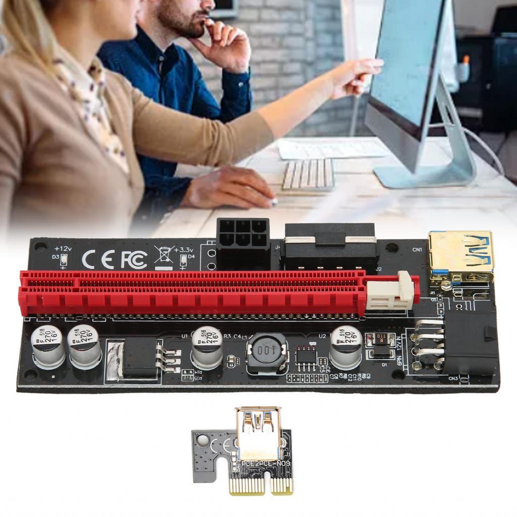 PCIE 1X ถึง 16X Riser การ์ด 6 PIN อินเทอร์เฟซการทําเหมืองกราฟิก PCIe PCB ยืดหยุ่นสาย USB สําหรับ Win