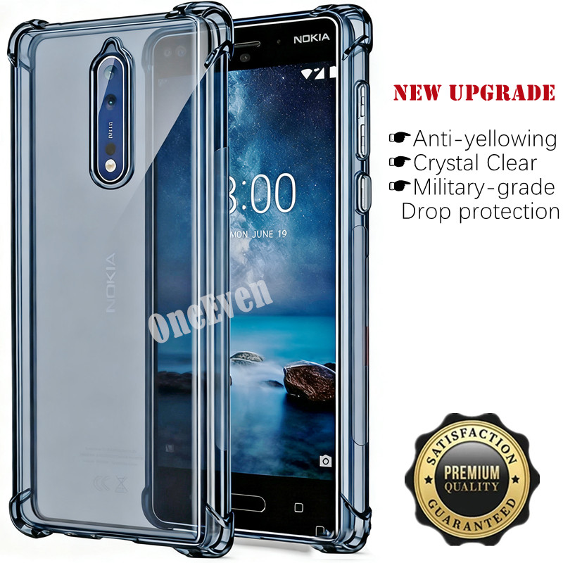 เคสโทรศัพท์สําหรับ โนเกีย 8 เผชิญ-1004 1012 1052ซิลิโคนนุ่มโปร่งแสงสีดําวุ้นกรณีโปร่งใสเกรดทหารป้องกันรอยขีดข่วนทนปกหลัง