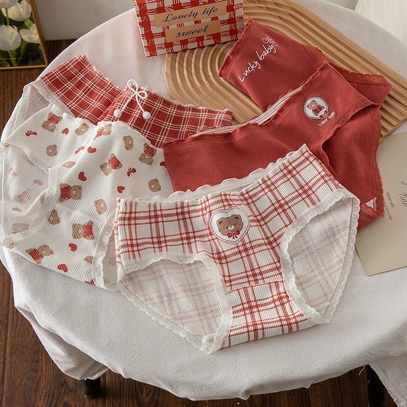 กางเกงชั้นใน ลายการ์ตูน แฟชั่นผู้หญิง สไตล์ เกาหลีน่ารักๆ ผ้านิ่ม ราคาถูก ระบายอากาศได้ดี ไม่อับชื้น สวมใส่สบาย