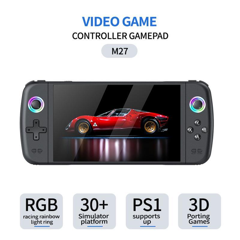 เครื่องเล่นเกม M27 จอใหญ่ 7นิ้ว ไฟRGB ความจำ 128GB+30,000เกม รองรับเกม PSP Ps1 GBA เกมบอย เกมกด เกมย