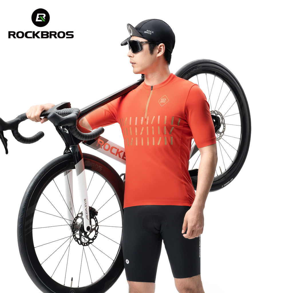 ROCKBROS เสื้อยืดปั่นจักรยานสำหรับผู้ชายสำหรับฤดูร้อน น้ำหนักเบา ระบายอากาศได้ดี ซิปครึ่งตัว สะท้อนแสง — صورة 5