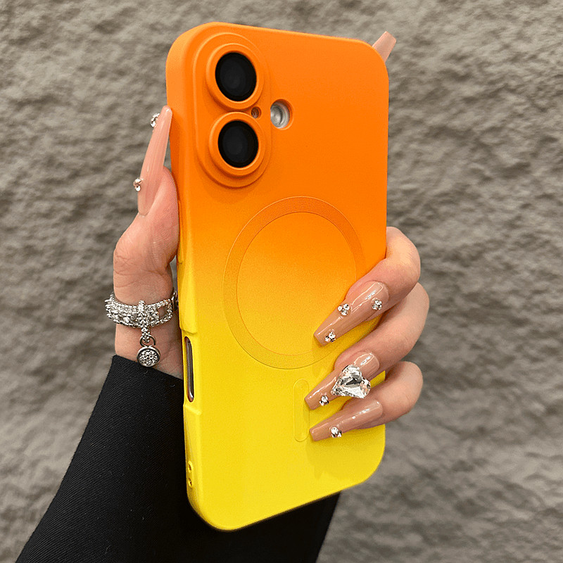 หรูหราซิลิโคนอ่อนนุ่มไล่โทนสีเคสโทรศัพท์สีสําหรับiPhone 11 12 13 14 15 16 17 Pro Max Plus Airฝาครอบกันชนแม่เหล็ก