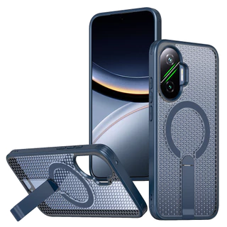 เคสโทรศัพท์แม่เหล็กสําหรับXiaomi POCO X8 Pro Max X7 Pro F7 F8 Ultra Pro M8 M6 Pro C75 C71 เคสโทรศัพท์วงเล็บมัลติฟังก์ชั่นHollowกระจายความร้อนกลางแจ้งAnti Fallปกหลัง