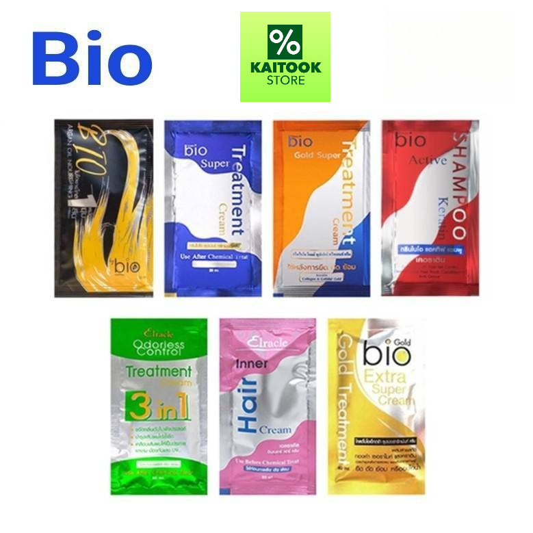 (ซอง) กรีนไบโอ ไบโอ ทรีทเม้นท์  super treatment Bio charcoal Elracle Inner Hair Cream Bio Extra Sham
