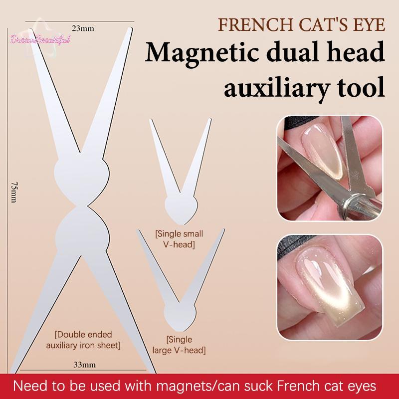 <DBFl-t>Dual Ended French Eye Magnet Nail Art Tool สําหรับเจล Diy เพื่อสร้าง V รูปร่าง Crescent Line Nails ใหม่