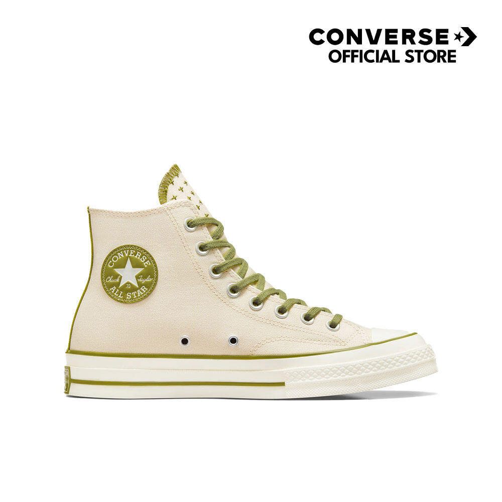 CONVERSE รองเท้าผ้าใบ รุ่น CHUCK 70 WORN AND LOVED ESSENTIALS HI CREAM/GREEN ผู้ชาย A08530CM_F4CMGN