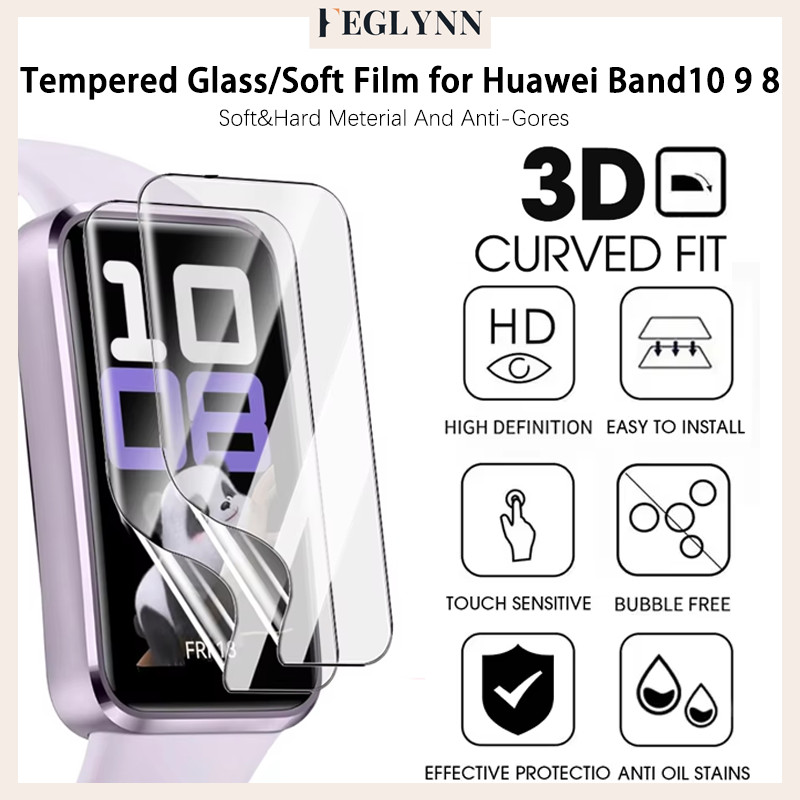 ฟิล์มกระจกนิรภัย 9D / ฟิล์มนุ่ม for Huawei Band 11/Pro 10 9 8 NFC อุปกรณ์เสริมฟิล์มป้องกันหน้าจอ for Huawei Band 10 9 8
