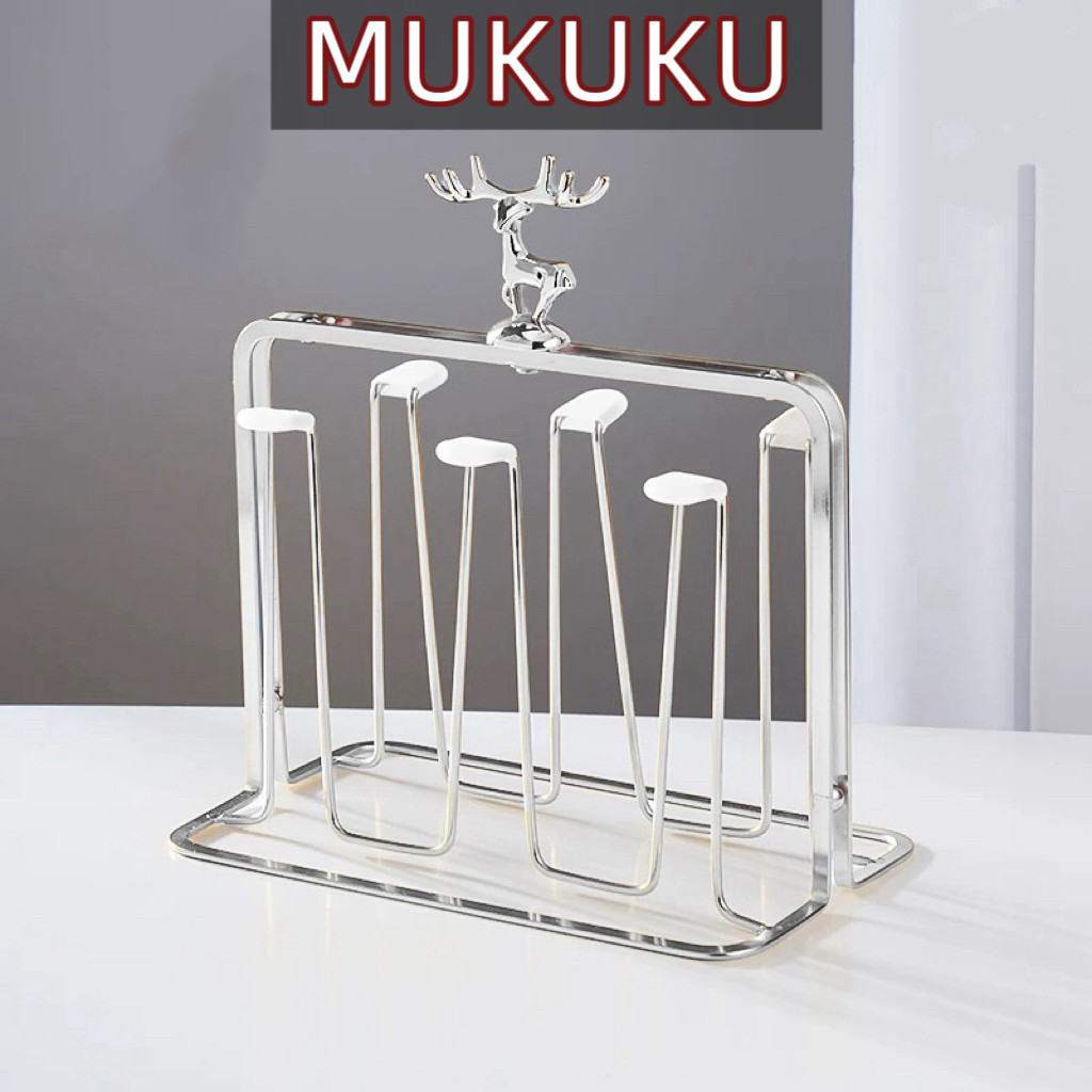 MUKUKU ที่วางแก้ว ชั้นวางแก้ว สำหรับวางแก้วน้ำได้ 6 ใบ