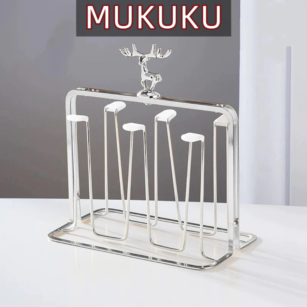 MUKUKU ที่วางแก้ว ชั้นวางแก้ว ชั้นวางแก้ว เหมาะกับบ้านมินิมอล สำหรับวางแก้วน้ำได้ 6 ใบ ใช้งานง่าย