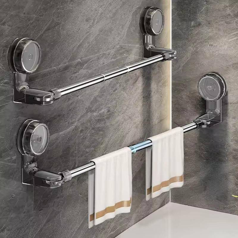 DS ราวตากผ้าสูญญากาศ ยืดหดได้ 60-100cm ไม่ต้องเจาะผนัง ติดแน่น ตากผ้าในห้องน้ำ #D118