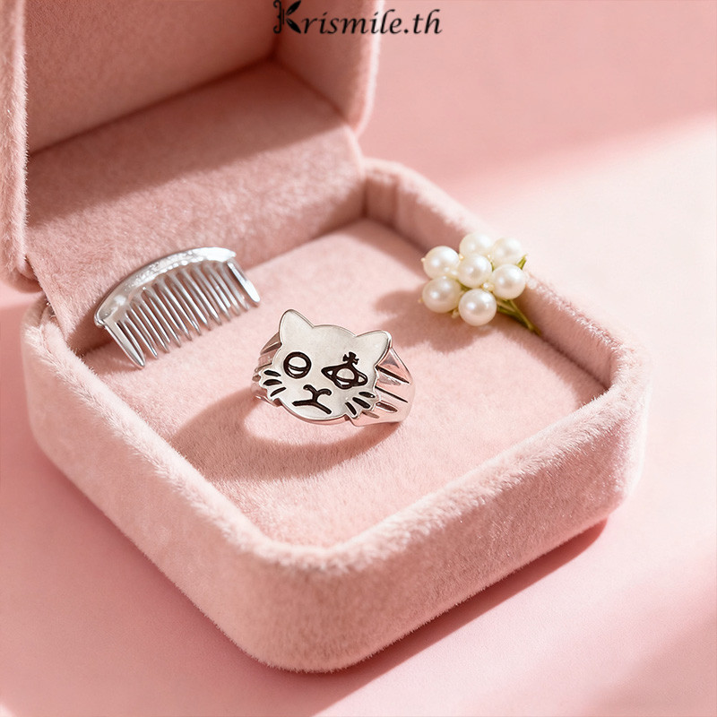 COD-ในไทย💖ความคิดสร้างสรรค์ แมว ดาวเสาร์ เปิด แหวน ผู้หญิง การออกแบบการ์ตูน แหวนนิ้วชี้ มัลติฟังก์ชั่ น่ารัก - รูปที่ 3