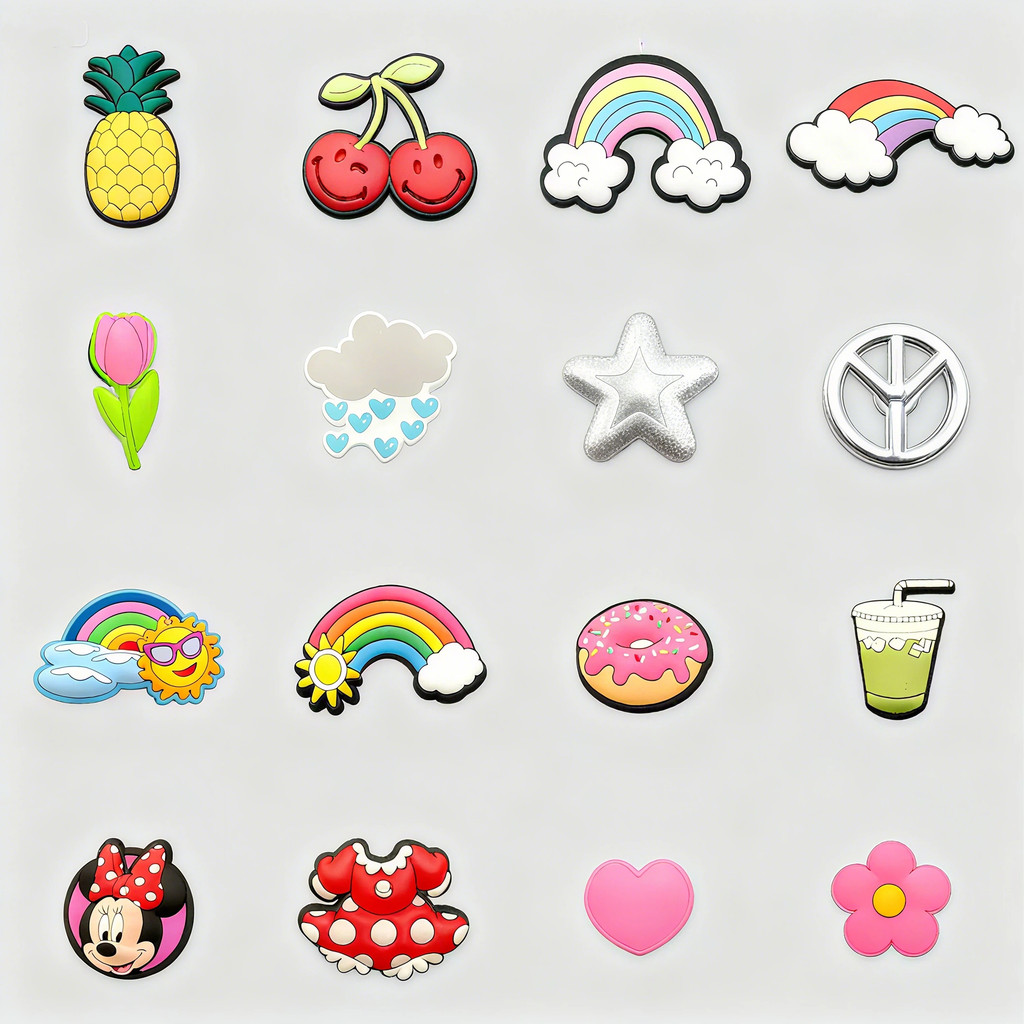 Miss Zoe Jibz หัวรองเท้าสีชมพูและรุ้ง การ์ตูน อุปกรณ์เสริมสำหรับรองเท้า