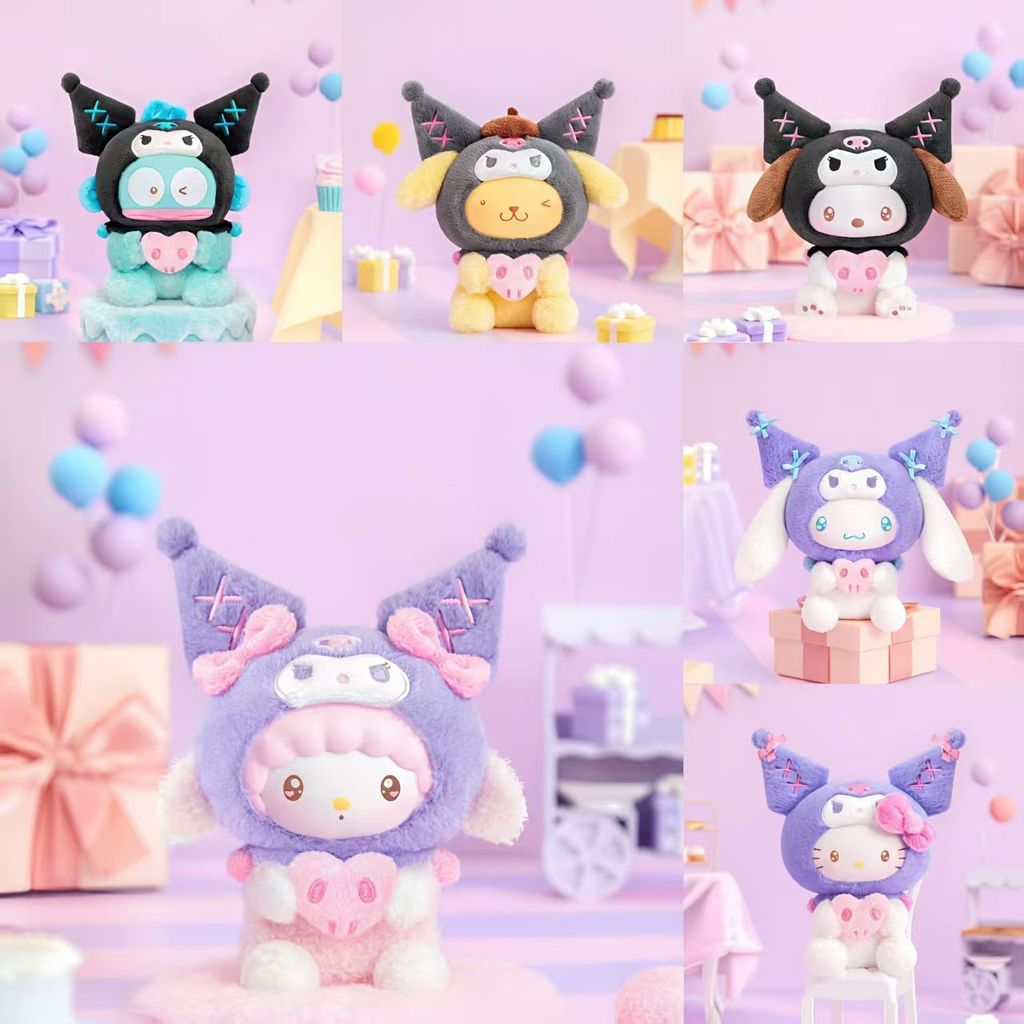 [คลังสินค้าพร้อม] ของแท้ TOPTOY  Kuromi Party Mystery Box ตุ๊กตาไวนิลจี้ตุ๊กตารูปเครื่องประดับของขวัญหญิง