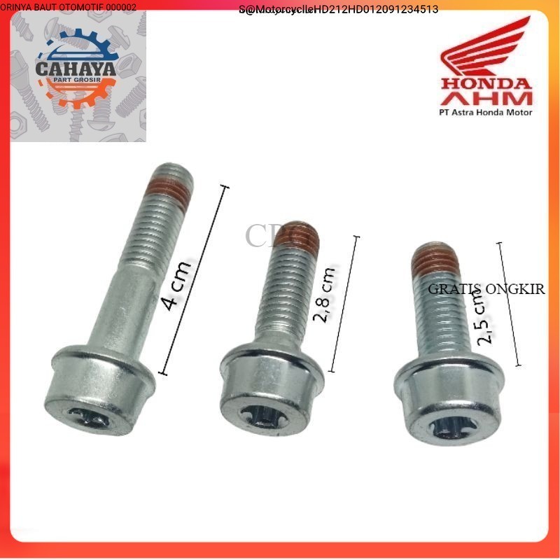 12 L STAR BOLT ด้านหลังเบรคแผ่นดิสก์เบรค HONDA M8X25 M8X28 M8X40 CALIPER LENGTH 2.5 ซม.2.8 ซม.4 ซม.1