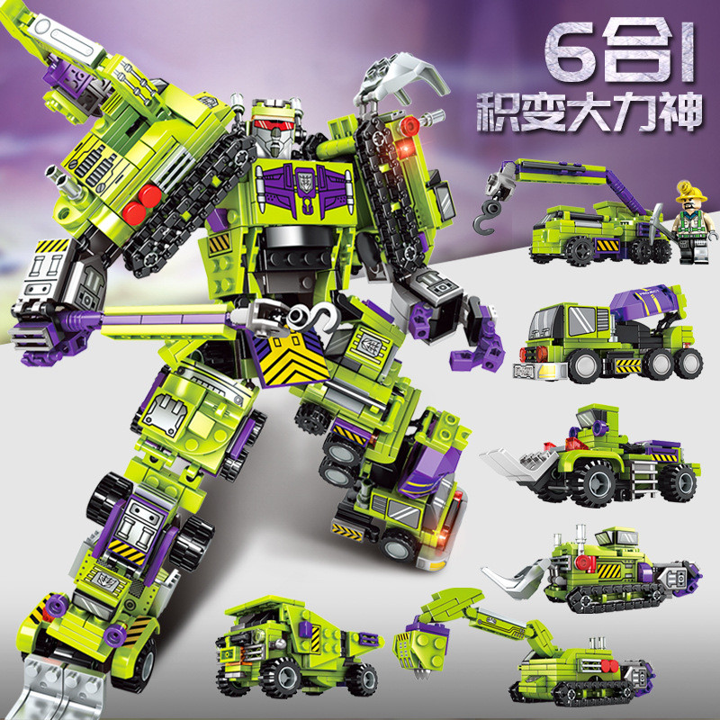 Senbao Steel Mecha Deformation Assembly Toy เข้ากันได้กับ Lego อนุภาคขนาดเล็ก Boy Excavator Crane En