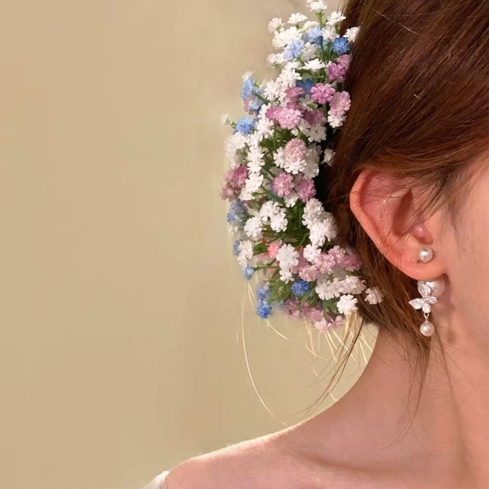 เครื่องประดับผมสำหรับผู้หญิง – ตัวหนีบผมลายดอกไม้และเจลลีบานเย็น.Artificial Baby’s Breath