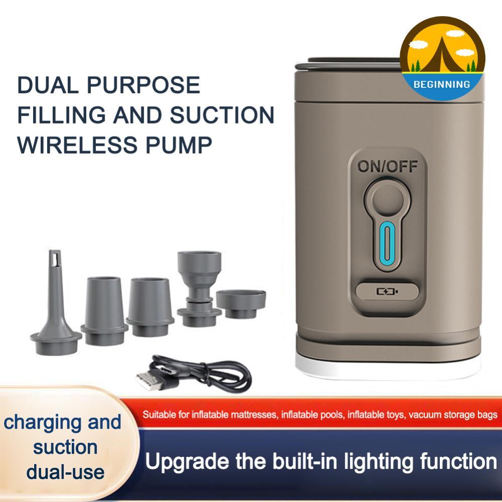 ᲦBE Camping Light ปั๊มลมไฟฟ้า 1200mAh เครื่องสูบลมไร้สาย 100LM ปั๊มลมขนาดเล็ก 4000Pa USB ชาร์จ 3 โหมดแสงสําหรับเรืออากาศแหวนว่ายน้ํา