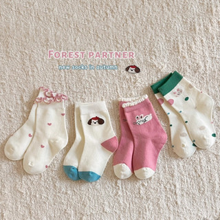 ถุงเท้าลายการ์ตูนสไตล์เกาหลี สำหรับเด็กและวัยรุ่น ทำจากผ้าฝ้…