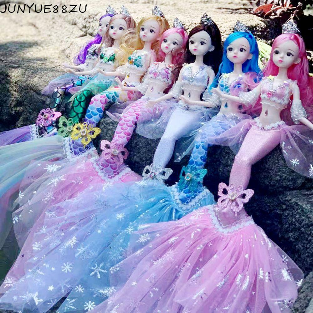 JUNYUE88ZU ตุ๊กตานางเงือกงานแต่งงาน 3D Eye Play House แฟชั่น 30 ซม.เสื้อผ้าน่ารักที่ถอดออกได้ Dress-