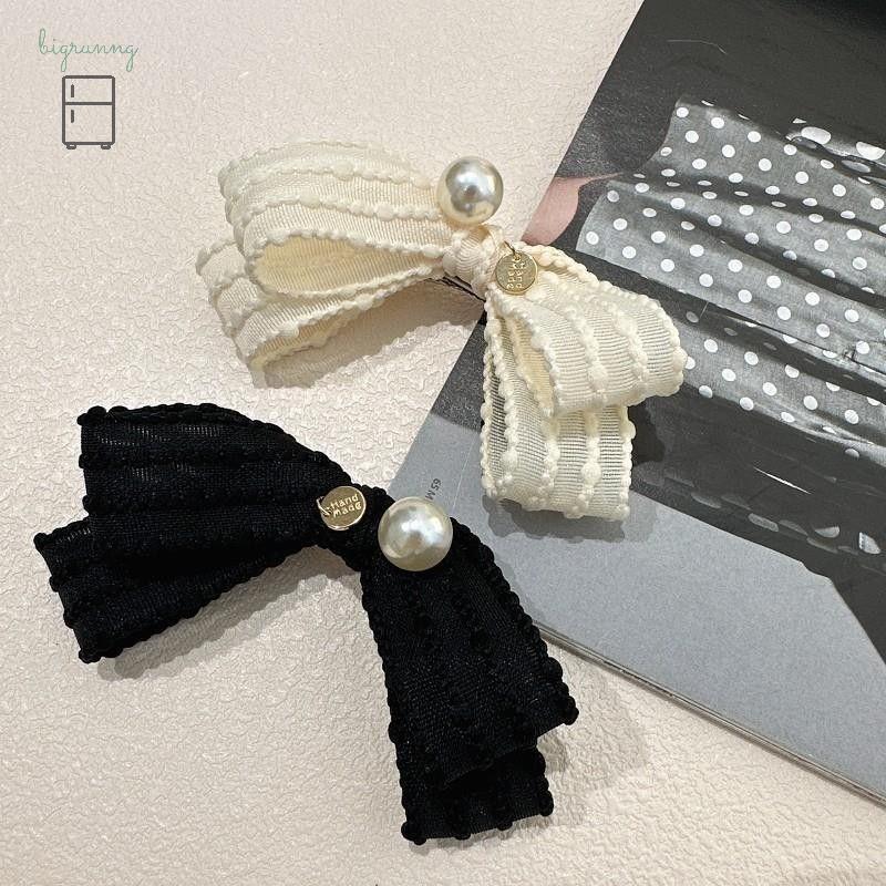 [bigrunng] กิ๊บติดผมโบว์มุก Girly Temperament Sweet Duckbill Clip Side Bangs Clip Pearl SG