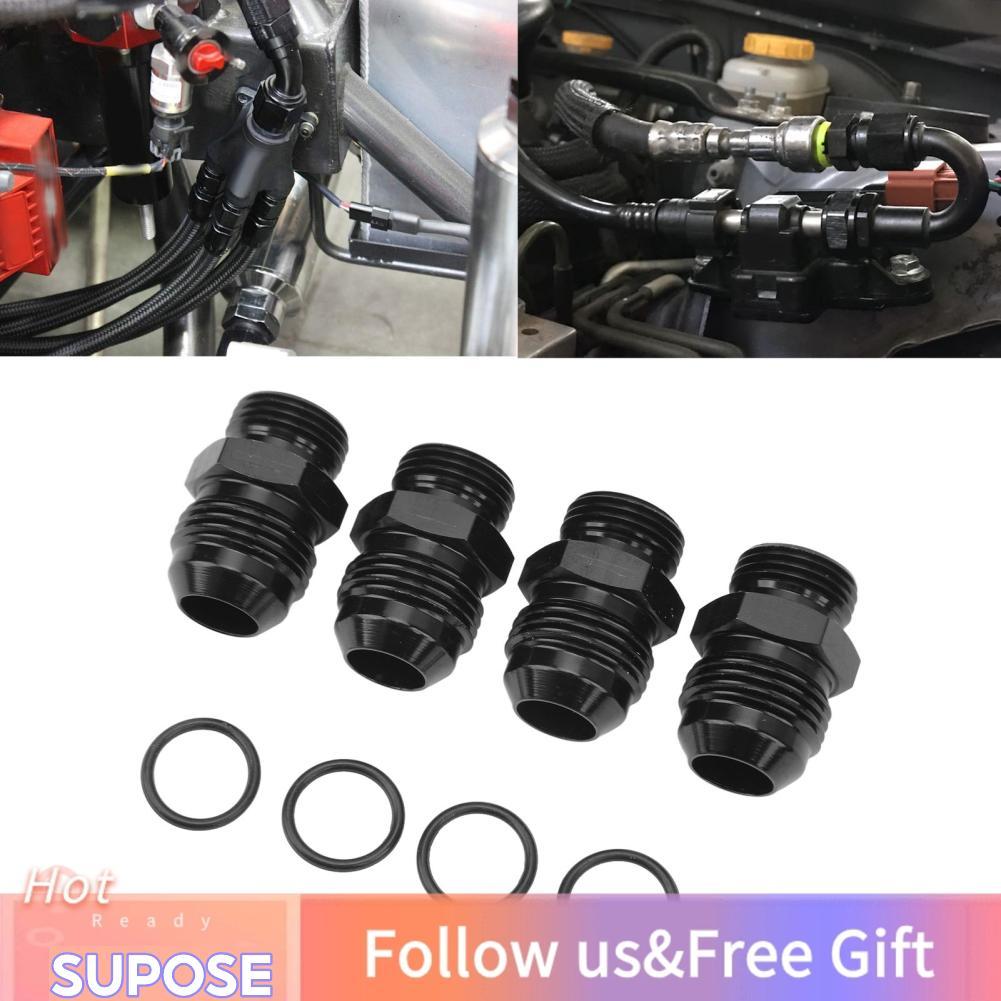 Supose Supose GLOGLOW ORB ด้ายชายอะแดปเตอร์กันสนิม 1500 PSI Duty 4 ชิ้นอุณหภูมิน้ำมัน Cooler (8AN to