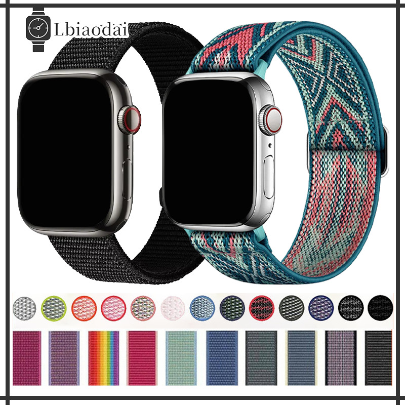 สายรัดกีฬายืดหยุ่นไนลอน for Smartwatch IWatch Ultra SE 3 2 Series 11 10 9 8 7 6 5 4 3 49 46 45มม.42มม.41มม.38มม