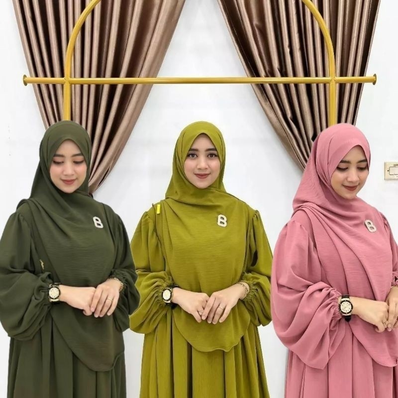 GAMIS CRINKLE SET HIJAB SYARI LATEST VIRAL