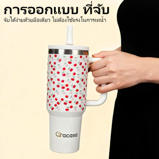 Oracasa（40oz/1200ml）แก้วน้ำสแตนเลสแบบถือพร้อมหลอดสองชั้นความจุขนาดใหญ่สำหรับเล่นกีฬาแบบสูญญากาศกลางแจ้ง