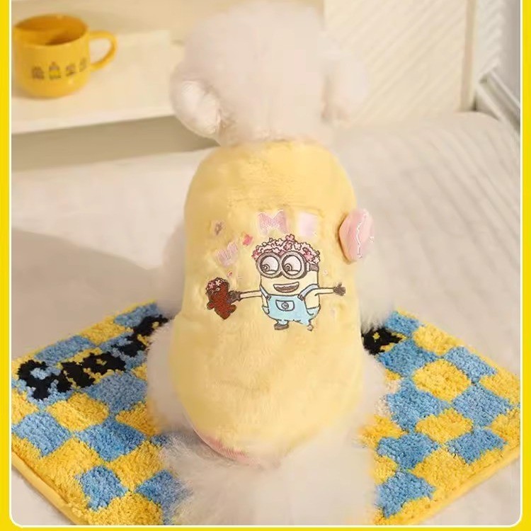 Little Yellow Man Vest Keep Warm Winter Bichon Teddy York Winter Clothes Cute Winter Dog Cotton Clot