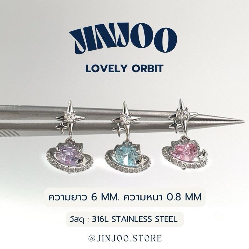 Jinjoo จิวต่างหูหัวใจ รุ่น Lovely Orbit สแตนเลส316 แป้นแบน