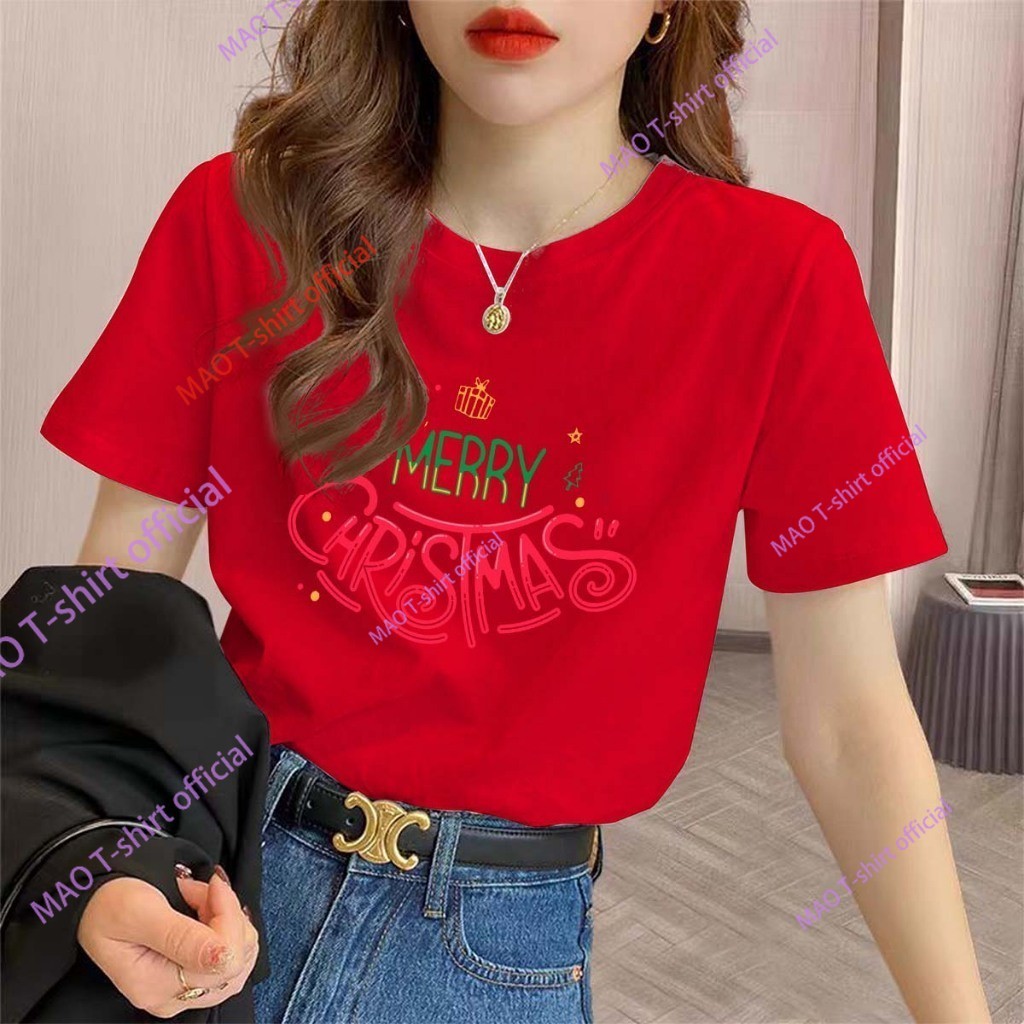 COD✅  เสื้อยืด คริสต์มาส Merry Christmas T-shirt ต้นคริสต์มาส พิมพ์ลาย  เสื้อครอบครัวคริสต์มาส เสื้อผ้าแฟชั่นผู้หญิง11