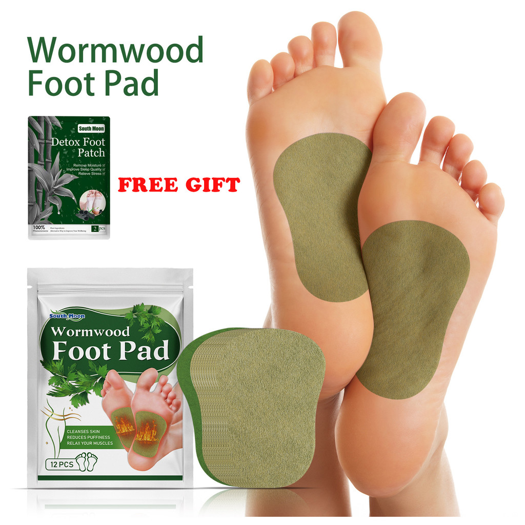 South Moon Wormwood Foot Pad Deep Detoxifying บรรเทาสมุนไพรความดัน Slimming Down Pad 12 ชิ้น