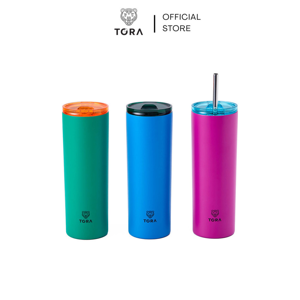 TORA แก้วน้ำเก็บความเย็น แก้วเก็บอุณหภูมิ 591ml แก้วสแตนเลส มีฝาปิด พกพาง่าย