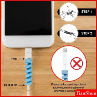 [ขายส่ง] 2 ชิ้นเกลียวม้วนสายเคเบิลข้อมูลสายหูฟังสายชาร์จสายไฟ Saver Protector กรณีฝาครอบ