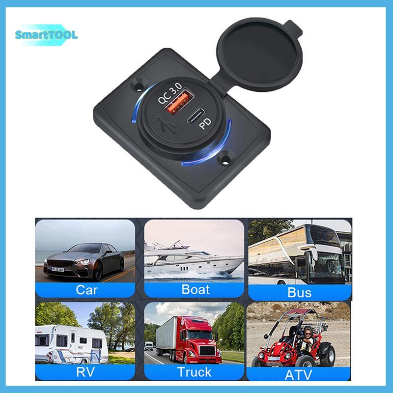 UTZN>B21PD QC+PD/ B21 A+C 3.1A Car Charger Dual USB Adapter ทรงกลมกันน้ํา Soaccket Power Adapter Swi