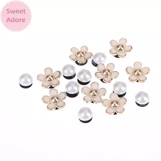 SweetAdore 16 ชิ้น ชุดอุปกรณ์เสริมรองเท้า ลายดอกไม้และไข่มุก 3D สำหรับการตกแต่งรองเท้าในฤดูร้อน