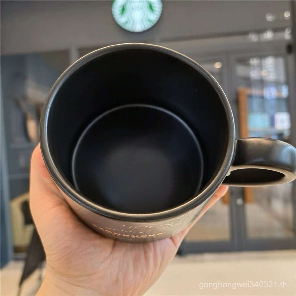 Breeze Cup.Starbucks Ceramic coffee mug Black cat cartoon pattern with lid, gift, 385 ml. Y7AI - รูปที่ 5