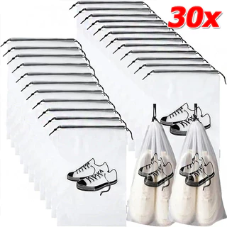 ถุงเก็บรองเท้าแบบพกพา 5/10/20/30 ชิ้น ป้องกันฝุ่น เชือกรูด สำหรับรองเท้าผ้าใบ และออร์กาไนزرเดินทาง