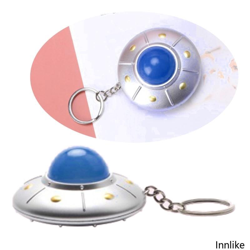 INN Mini ไฟ LED จานบินพวงกุญแจ UFO พวงกุญแจจี้เครื่องประดับสําหรับเด็ก