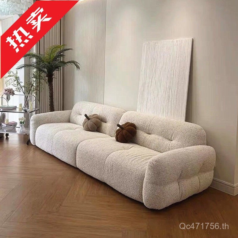 หรูหรา Minimalist French โซฟา Influencer ในครัวเรือนห้องนั่งเล่น Lamb ขนแกะครีมโมเดิร์นสไตล์ Clouds 