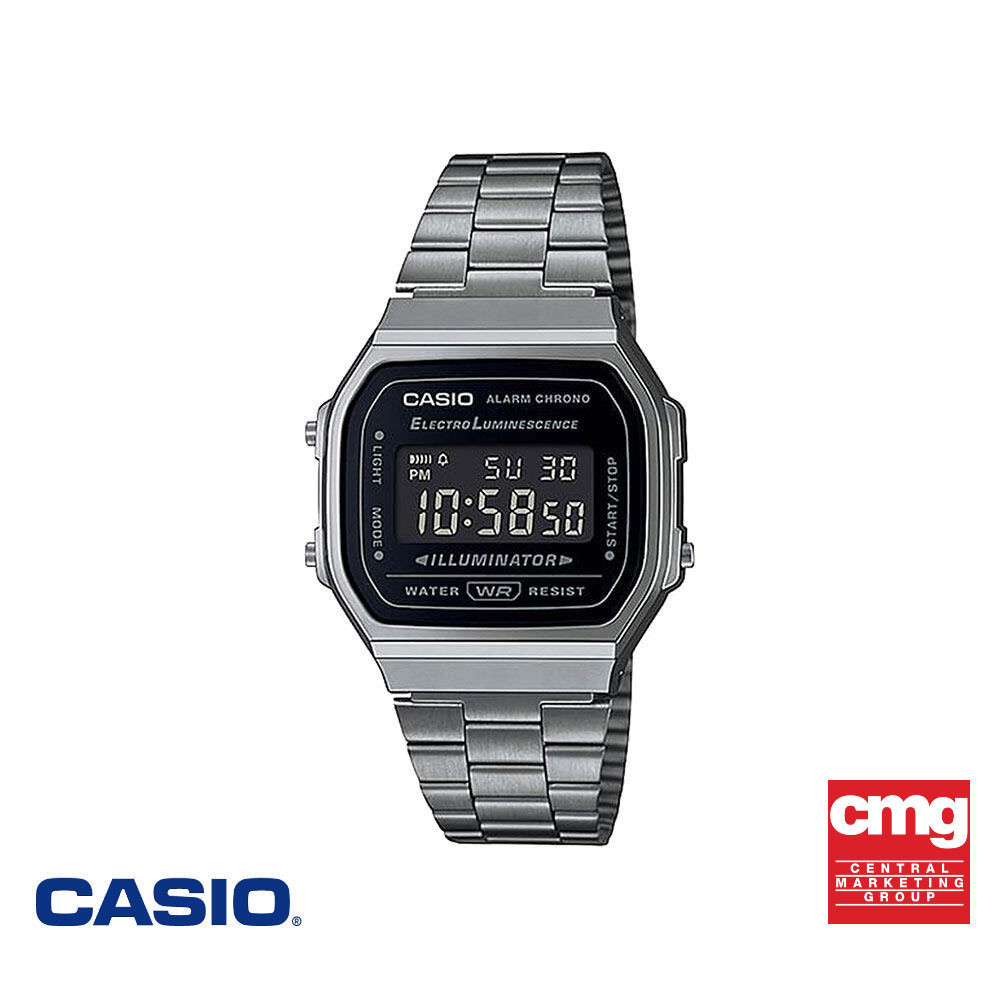 CASIO นาฬิกาข้อมือ CASIO รุ่น A168WGG-1BDF วัสดุสเตนเลสสตีล สีดำ