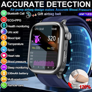 2026 ใหม่ปั๊มลมถุงลมนิรภัย AMOLED สมาร์ทนาฬิกา Uric Acid ควา…