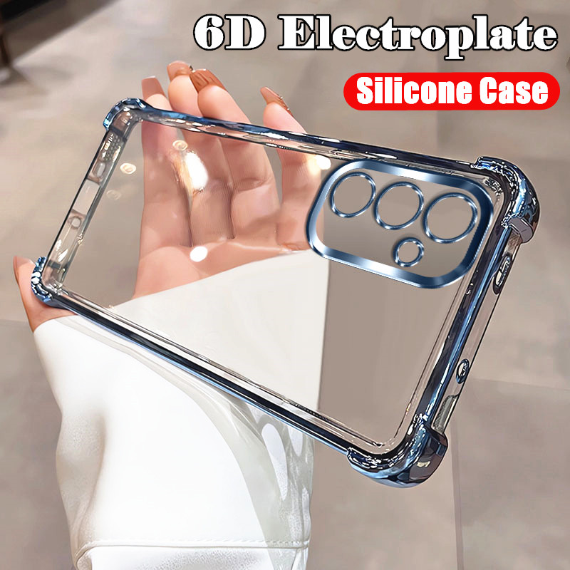 สําหรับ Samsung Galaxy A25 6.5 นิ้ว SM-A256E A256B A256U A256U1 ซิลิโคนนุ่มขอบชุบ Jelly กรณีทหารเกรด