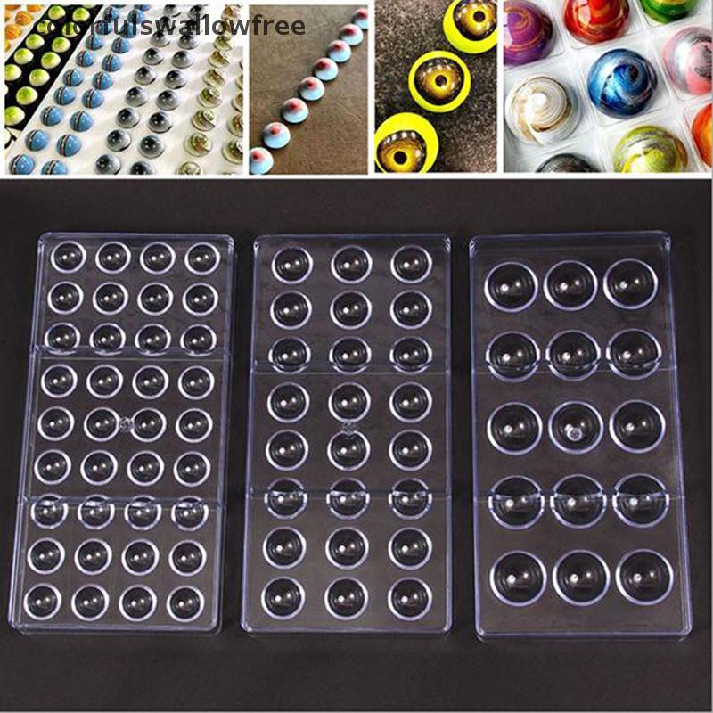 Colourfulswallowfree 3D Chocolate Mold Polyคาร์บอเนต Sphere Ball แม่พิมพ์เค้กหนาช็อกโกแลต Mould ABC