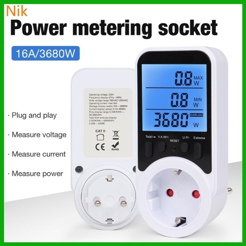 B.L.K.T.R.P.S. 3680W Power Meter Socket Electricity Consumption Monitor Electrical Energy Meter