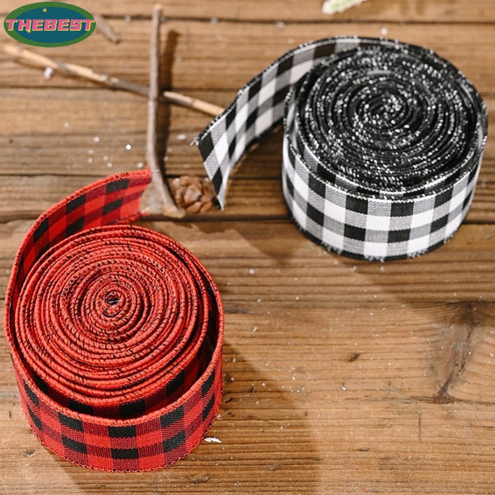 <Thebest>Fabric Ribbon Red Black Plaid 5cm by 6m for Christmas and For Holiday DecoratingHot Sale