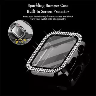 ตัวป้องกันหน้าจอกันชนเคสเพชร+สายรัดสําหรับ Apple watch series 11 10 9 8 7 6 5 4 SE