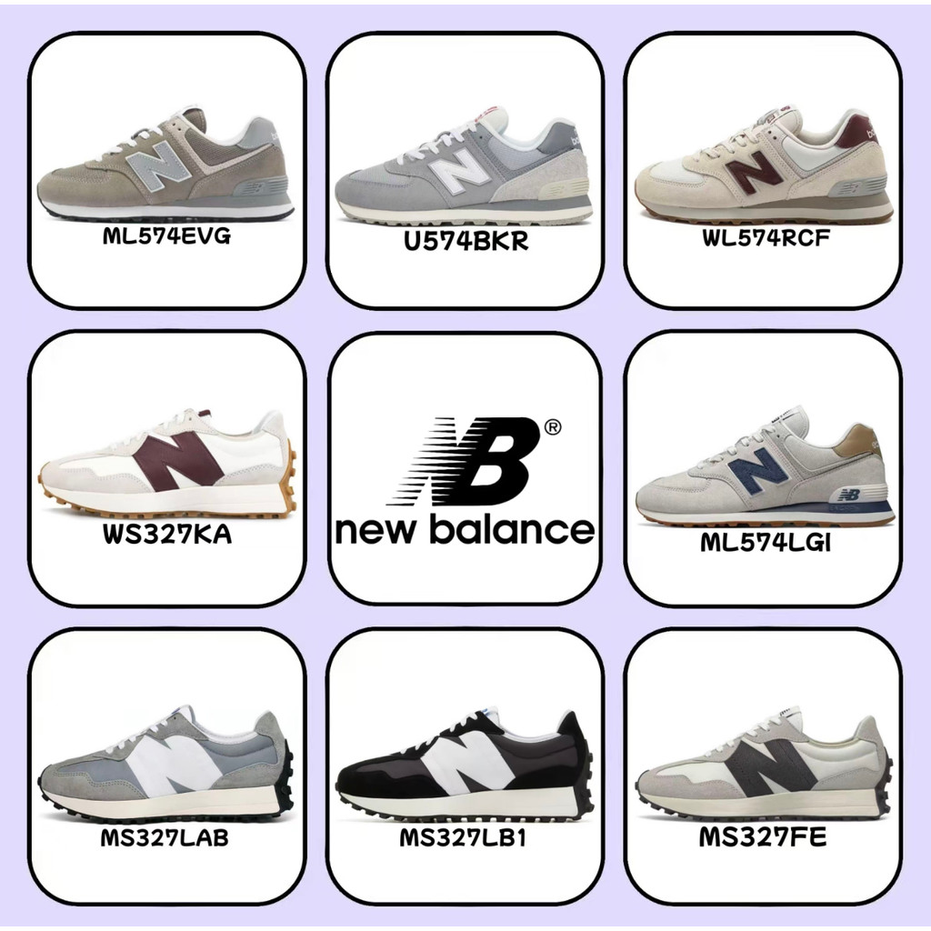 （ของแท้ 100 %） New Balance 327 574 MS327LAB สีดำ สีเทา สีแดง สีน้ำเงิน สีขาว