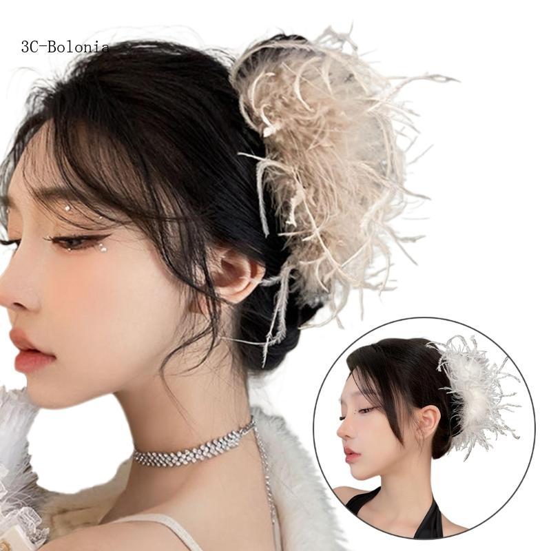 PC สไตล์ 1920s ผม Claw ขนาดใหญ่ 1920s Feather ที่ไม่ซ้ํากัน Barrettes เครื่องประดับ